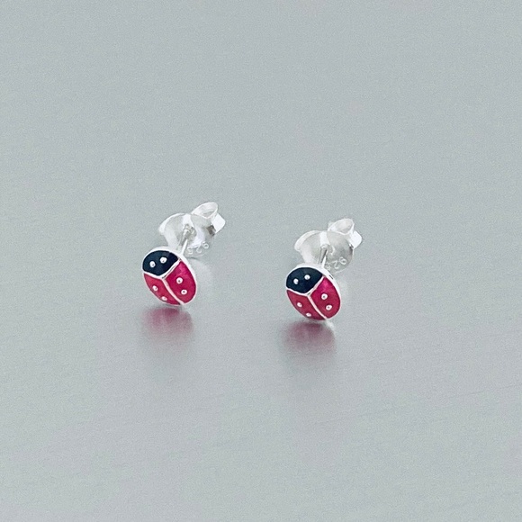 Sterling Silver Small Ladybug Earrings, Love Bugs, Silver Earring, Spirit Bug - Picture 8 of 8